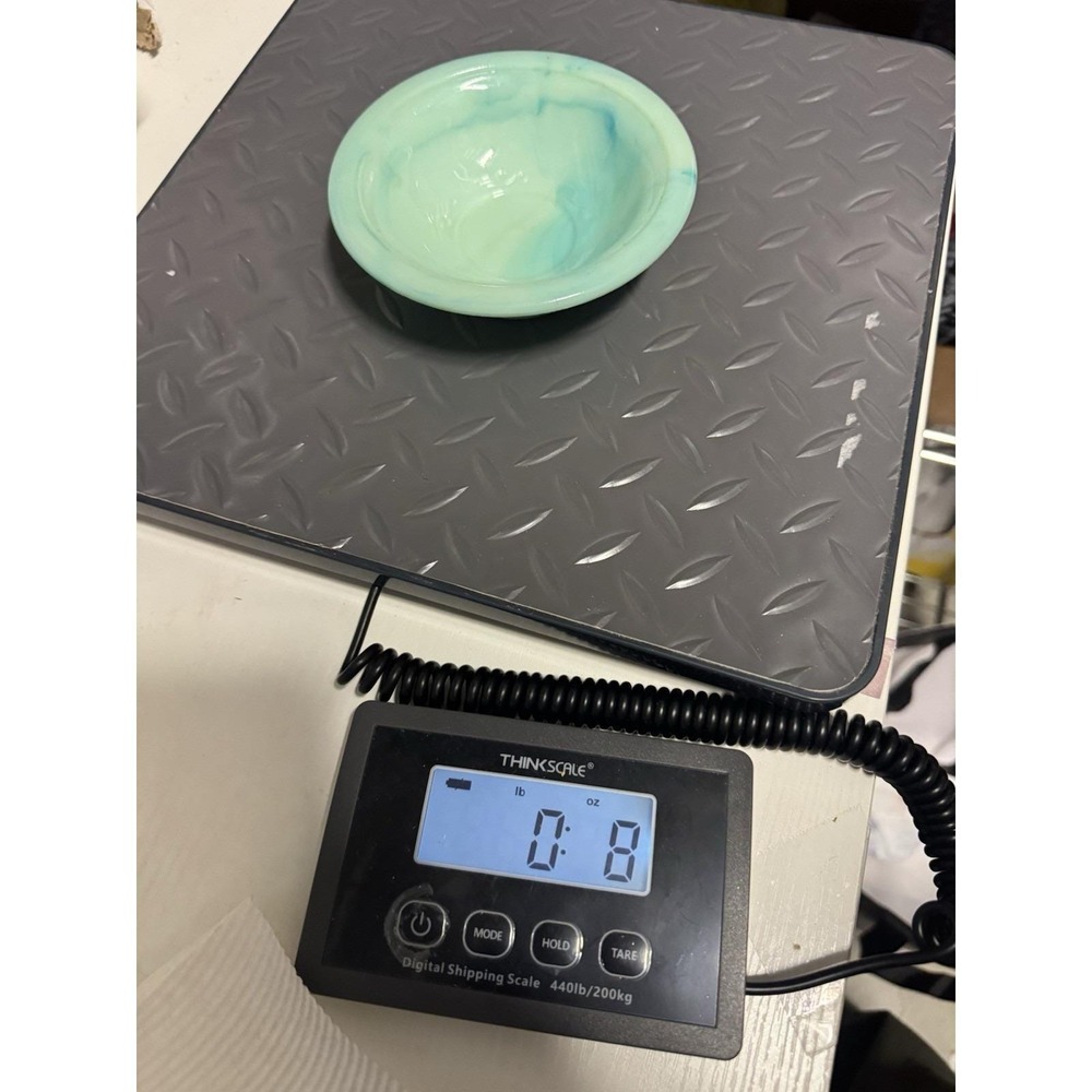 Vintage 70's Avon Aqua Milk Glass Vanity Bowl Floral Trinket Tray Jewelry Dish - Picture 14 of 14